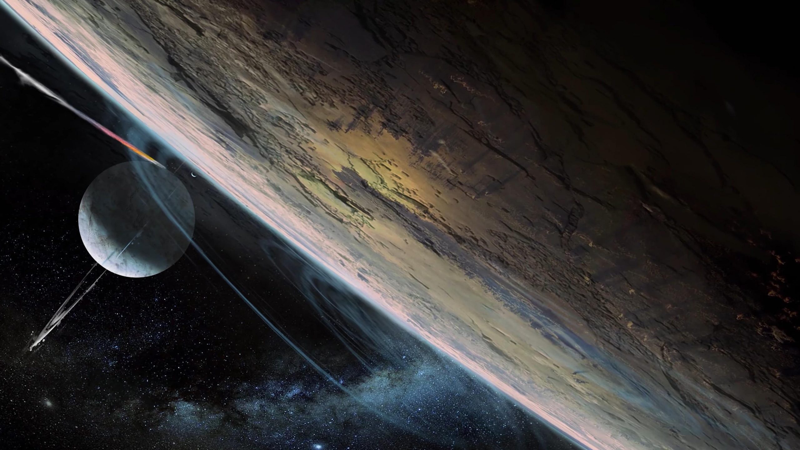 Starfield concept art of planets from view in space