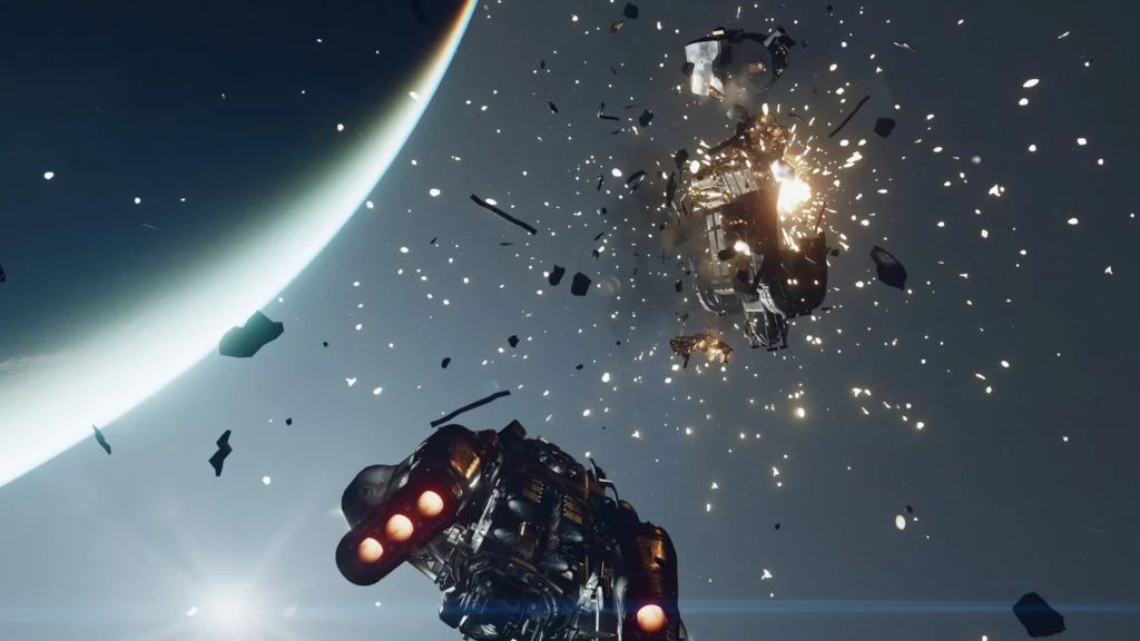 Starfield in-game screenshot starship destruction