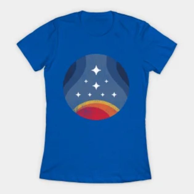 light blue distressed constellation logo tshirt